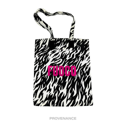 🔴 Gucci Garden FUOCO Zebra Cotton Tote Bag - Black/White