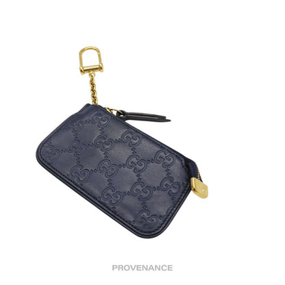 🔴 Gucci Key Pouch Cles - Navy GG Guccissima Leather