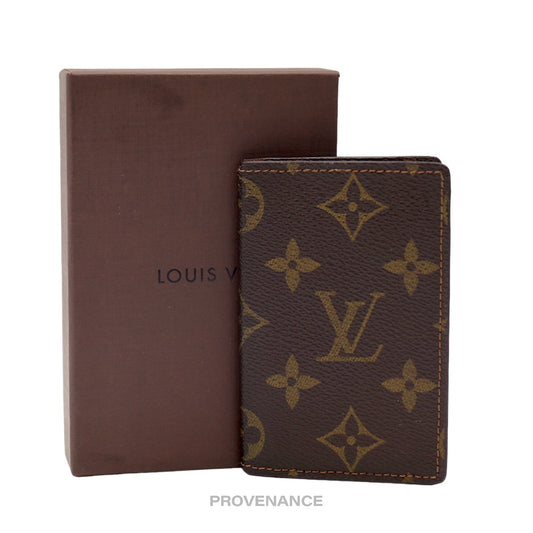 🔴 Louis Vuitton Pocket Organizer Card Wallet - Monogram Small "f"