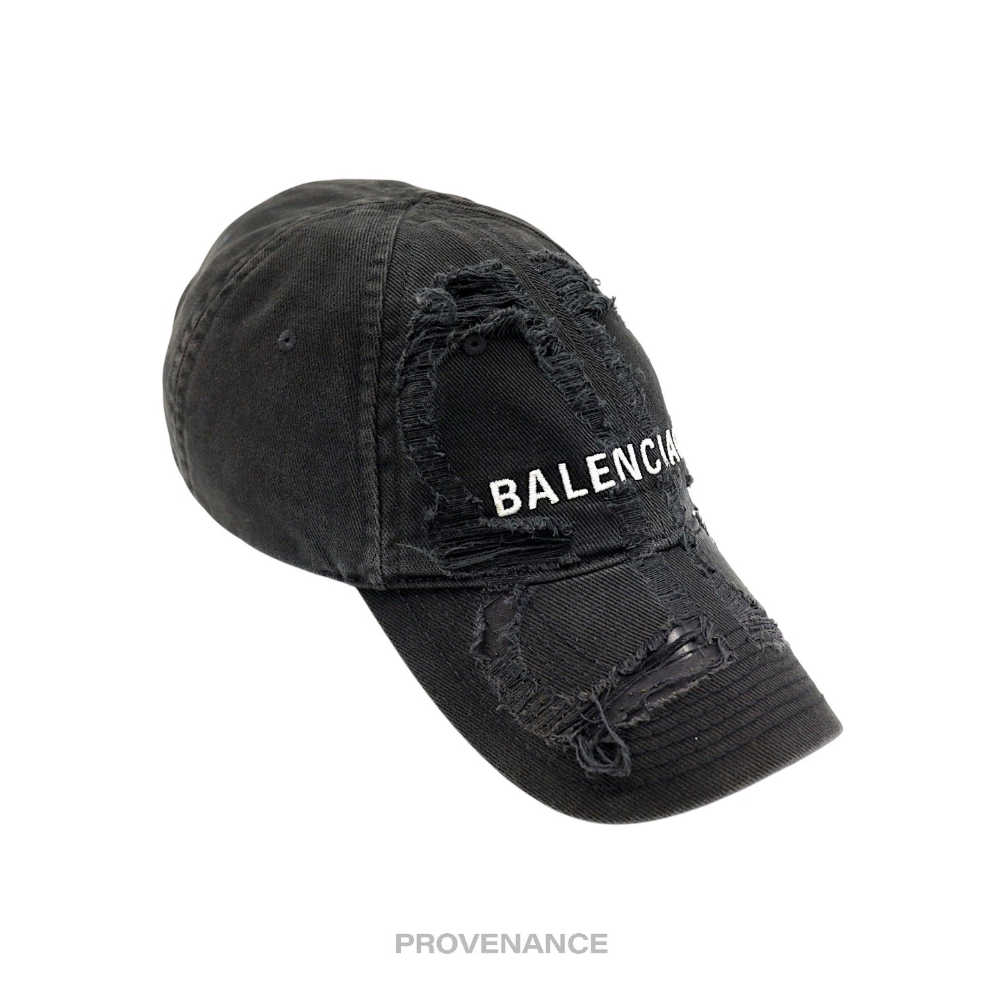 🔴 Balenciaga Embroidered Logo BB Lazer Destroyed Cap Black