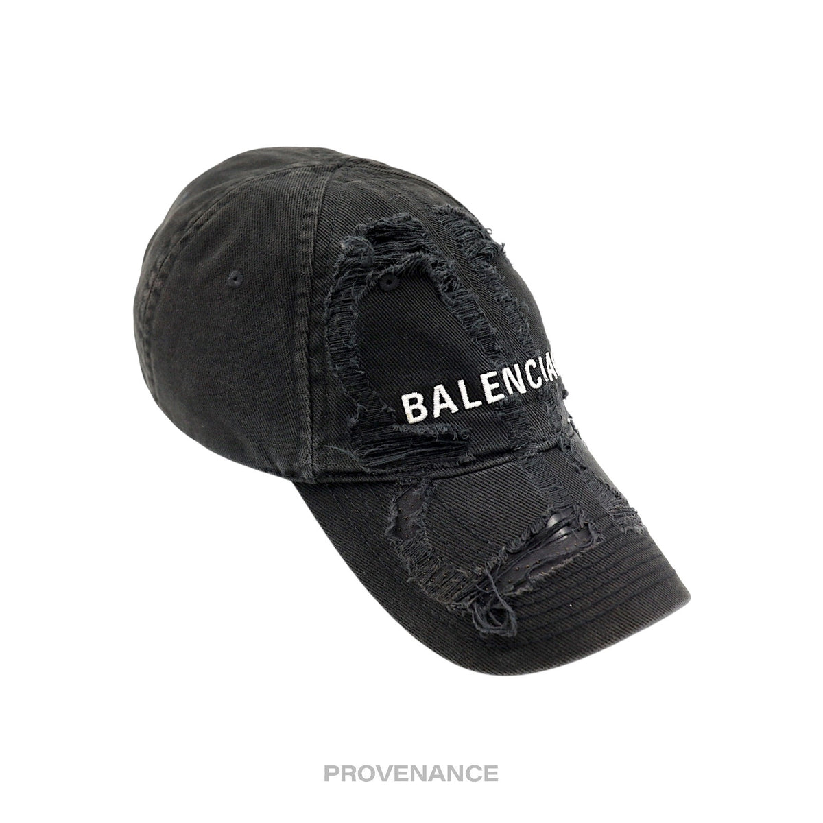 🔴 Balenciaga Embroidered Logo BB Lazer Destroyed Cap Black
