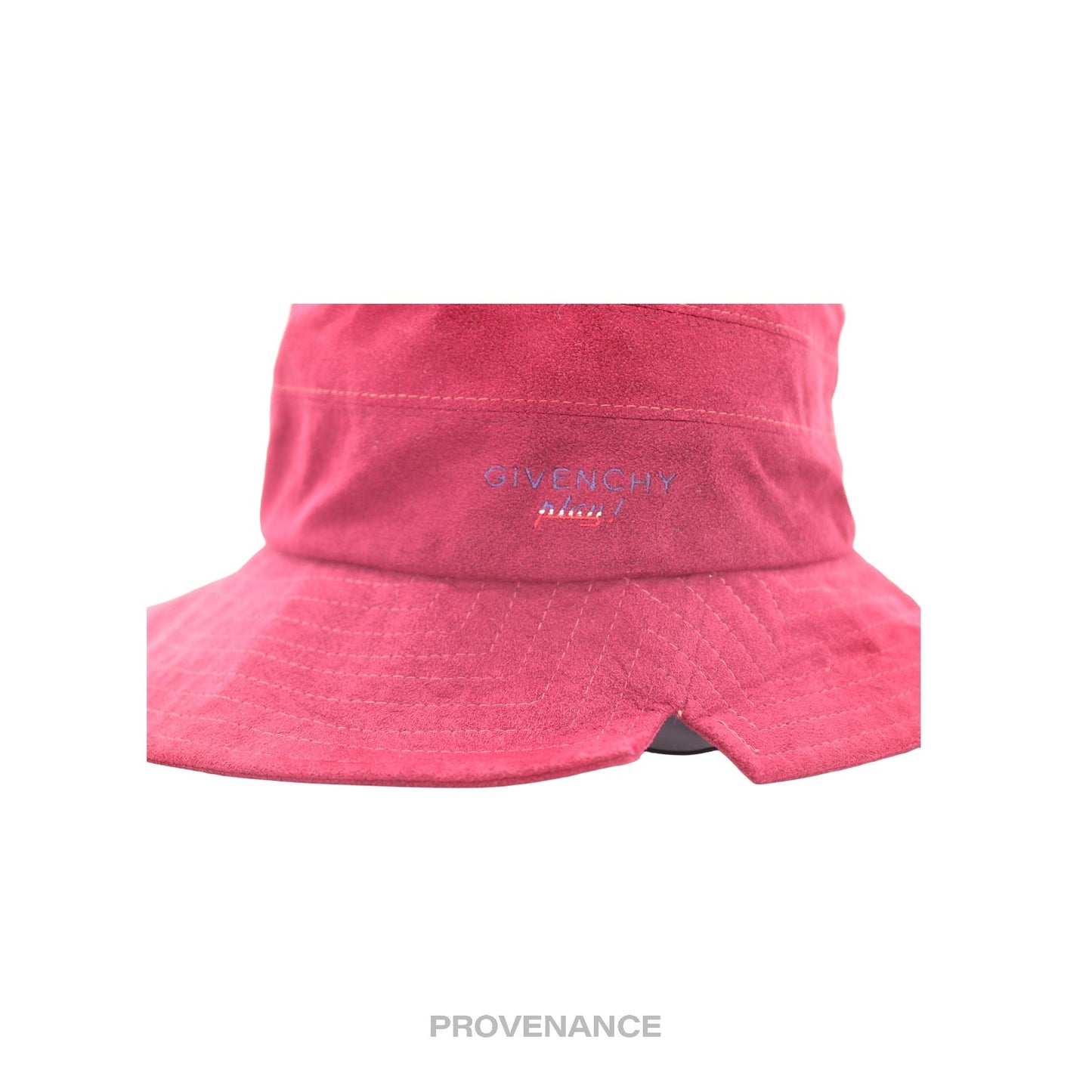 🔴 Givenchy Play Logo Notch Bucket Hat - Wine Microsuede