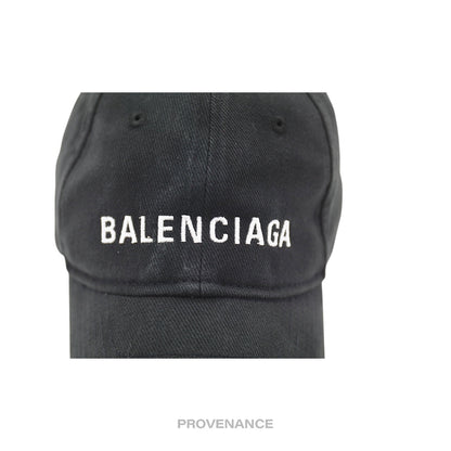 🔴  Balenciaga Embroidered Logo Cap - Washed Black