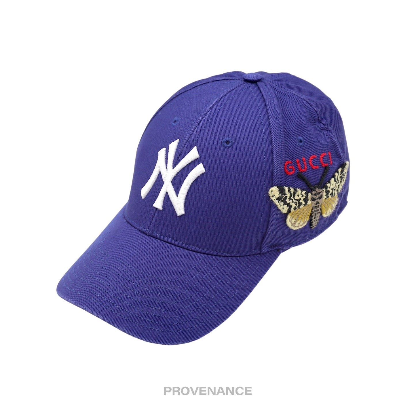 🔴 Gucci x NY Yankees Embroidered Hat Cap - Blue with Moth