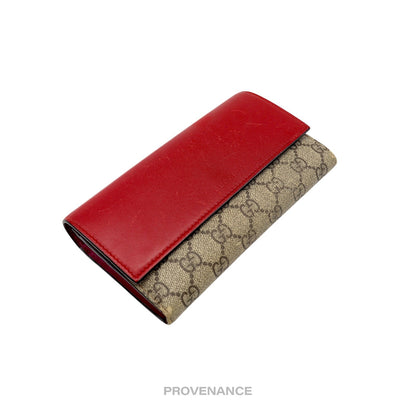 🔴 Gucci Snap Long Wallet - GG Supreme Red Pink