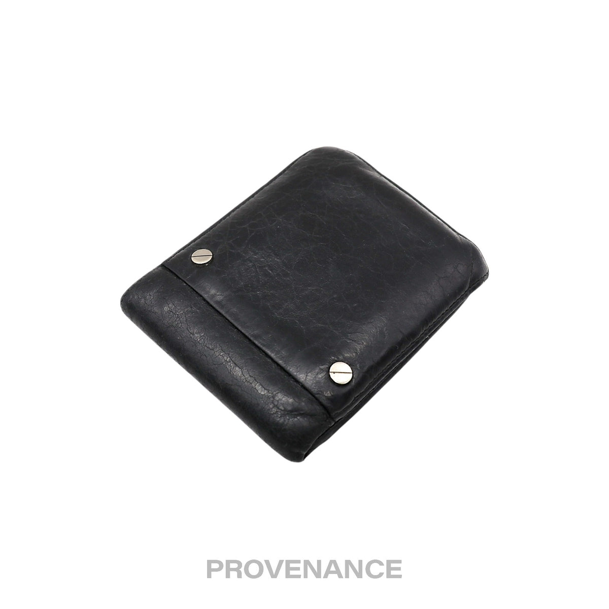 🔴 Balenciaga Screw Stud Bifold Wallet - Black Lambskin