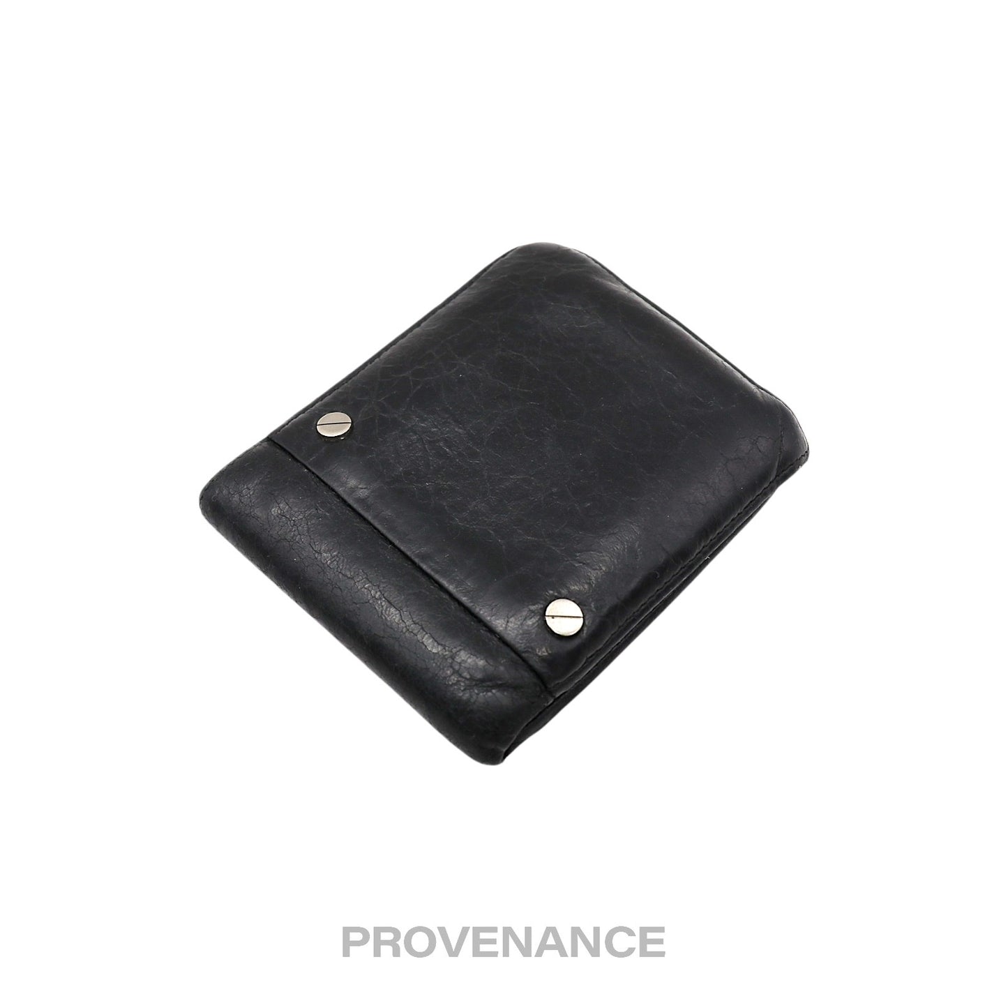 🔴 Balenciaga Screw Stud Bifold Wallet - Black Lambskin