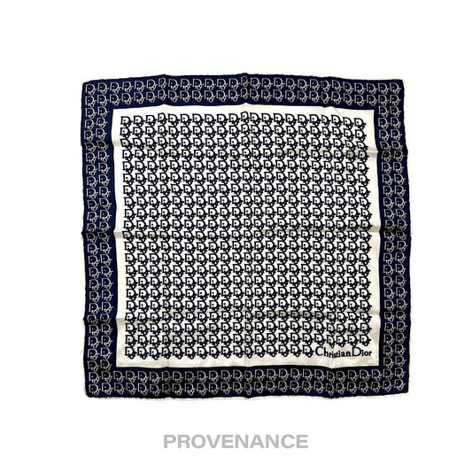🔴 Christian Dior Trotter Monogram Silk Scarf - Navy White