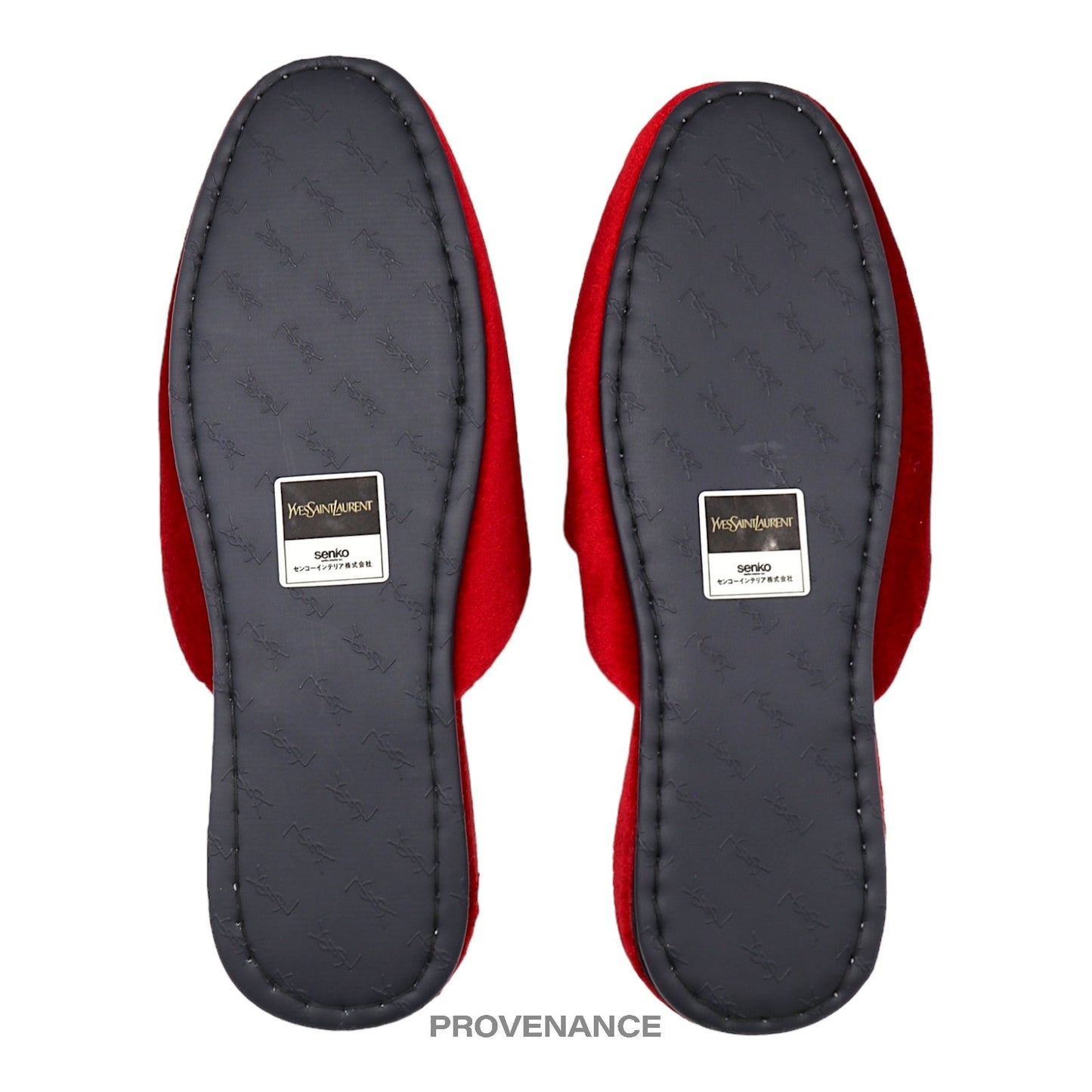 🔴 Yves Saint Laurent YSL Logo Slipper - Red Velour