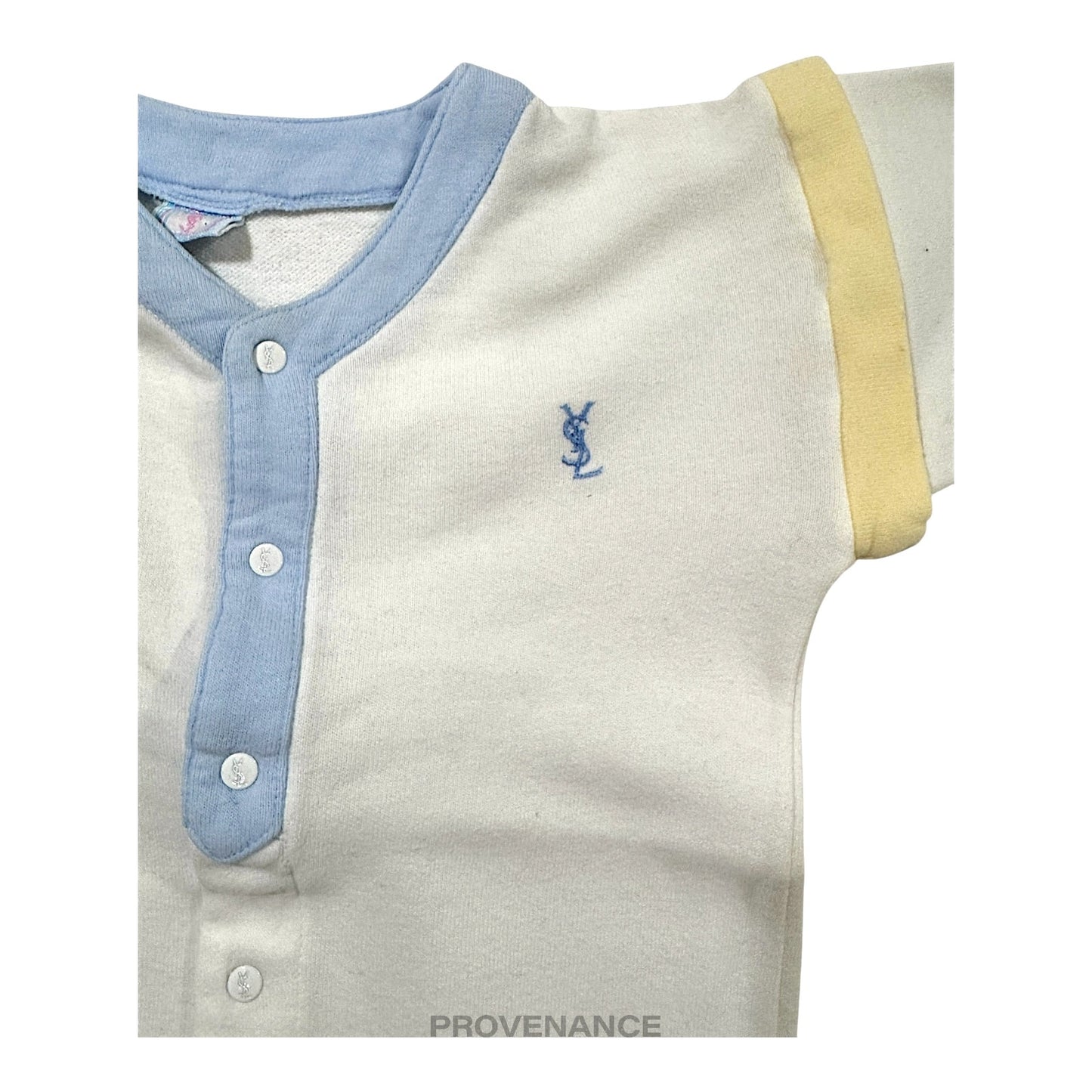 🔴 Yves Saint Laurent YSL Baby Onesie - White Blue Yellow