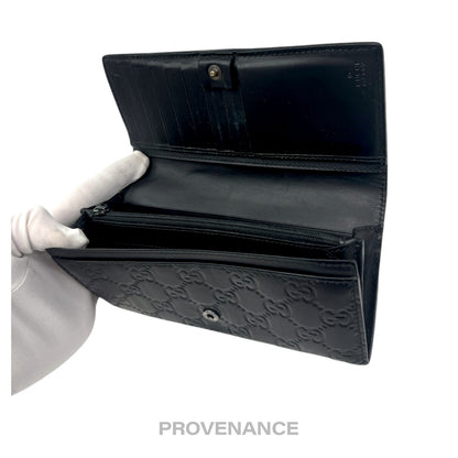 🔴 Gucci Long Wallet - Black Guccissima Leather