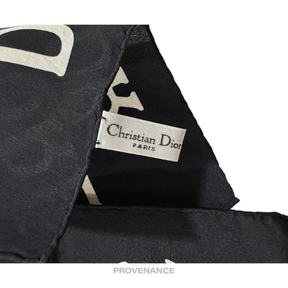 🔴 Christian Dior "J'ADORE DIOR" Silk Scarf - Black 100