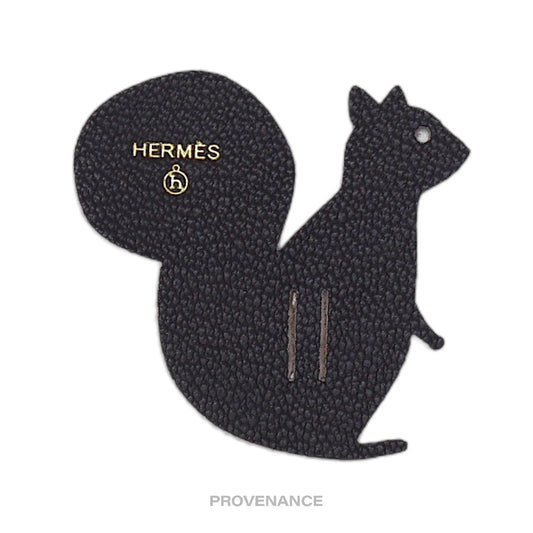 🔴 Hermes Petit h Squirrel Ribbon Charm - Brown Leather