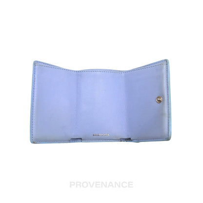 🔴 Balenciaga Papier Mini Card Wallet - Cloud Blue Leather