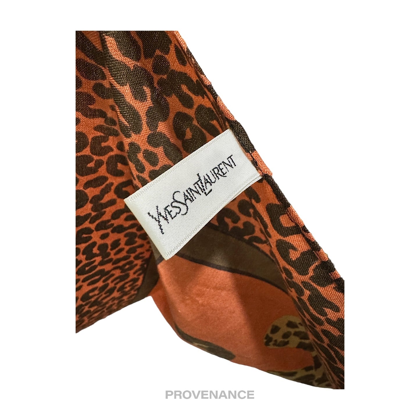 🔴 Yves Saint Laurent YSL Leopard Scarf 105 - Burnt Sienna