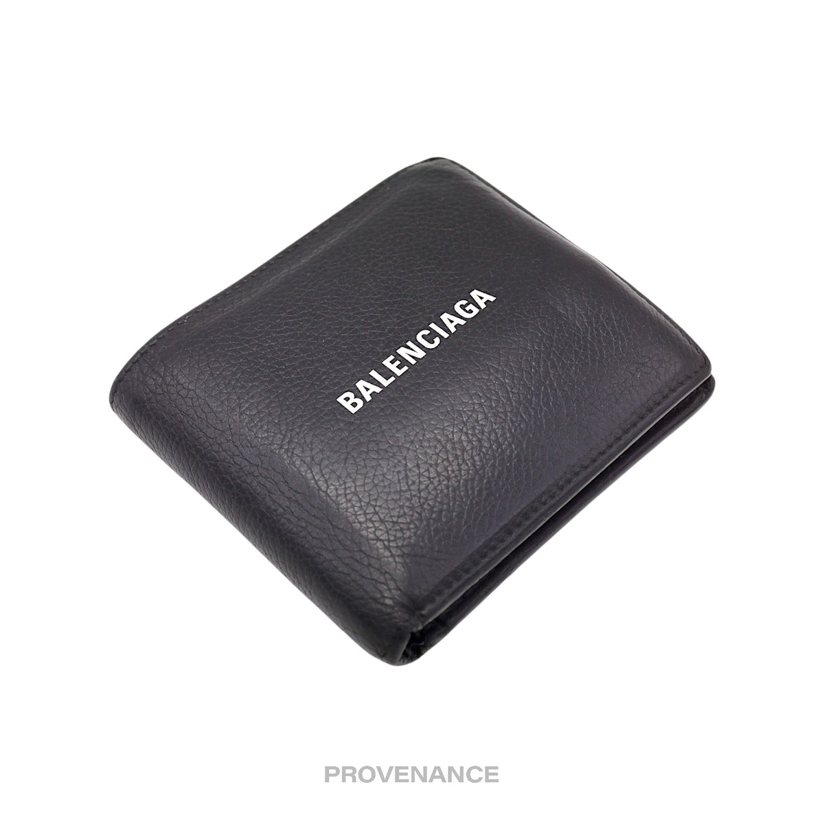 🔴 Balenciaga Logo Bifold Wallet - Black Leather