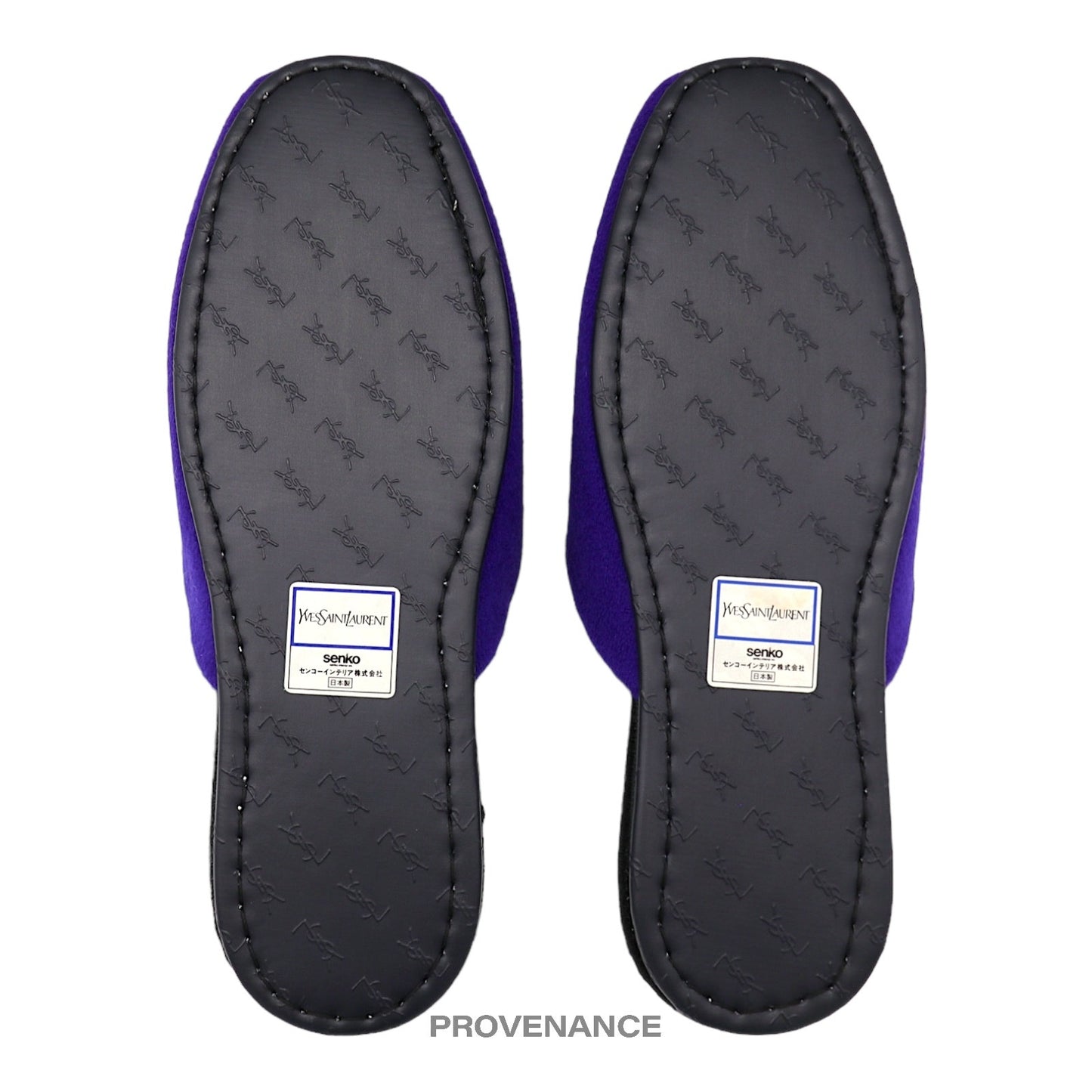 🔴 Yves Saint Laurent YSL Velour Logo Slipper - Purple