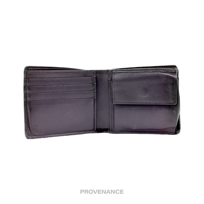 🔴 Gucci Bifold Wallet - Black Guccissima Leather with Web