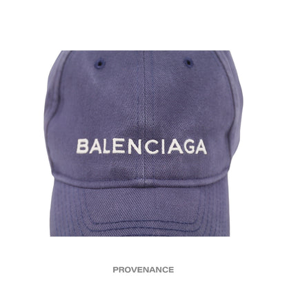 🔴 Balenciaga Embroidered Logo Cap - Washed Navy