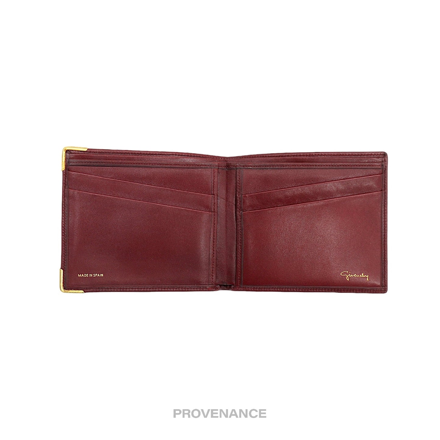 🔴 Givenchy Logo Bifold Wallet - Burgundy Leather