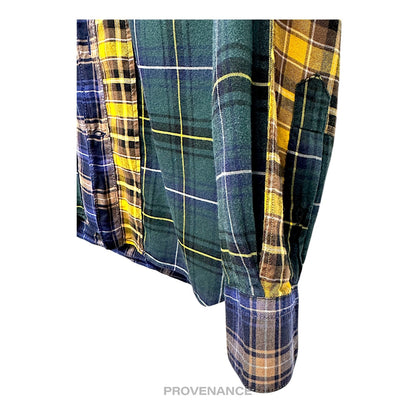 🔴 Lanvin Patchwork Flannel Shirt - Multicolor Plaid 37 14.5