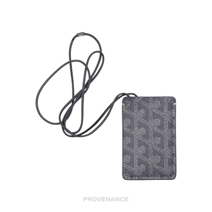 🔴 Goyard ID Lanyard Card Case - Grey Goyardine