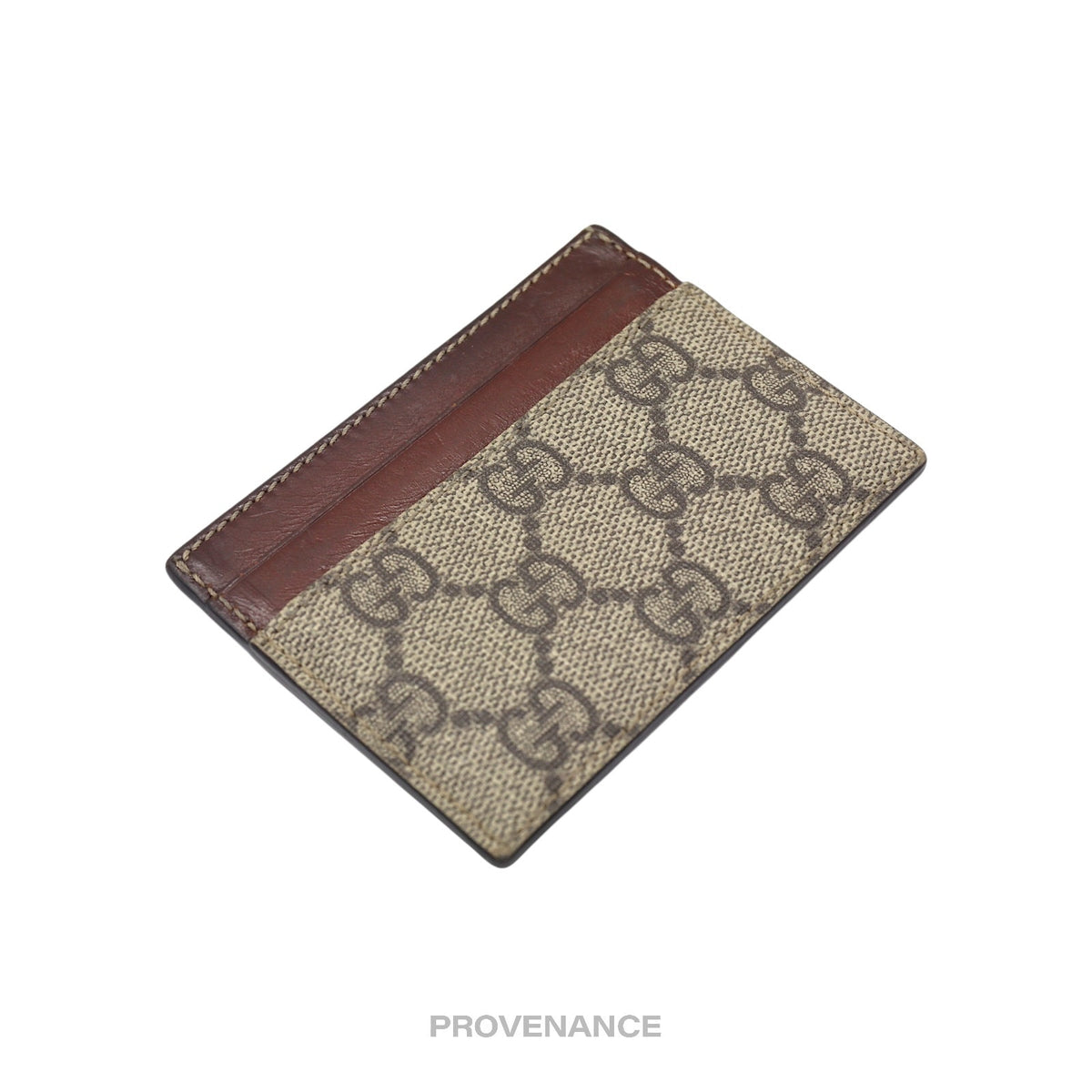 🔴 Gucci GG Supreme Card Holder Wallet - Brown