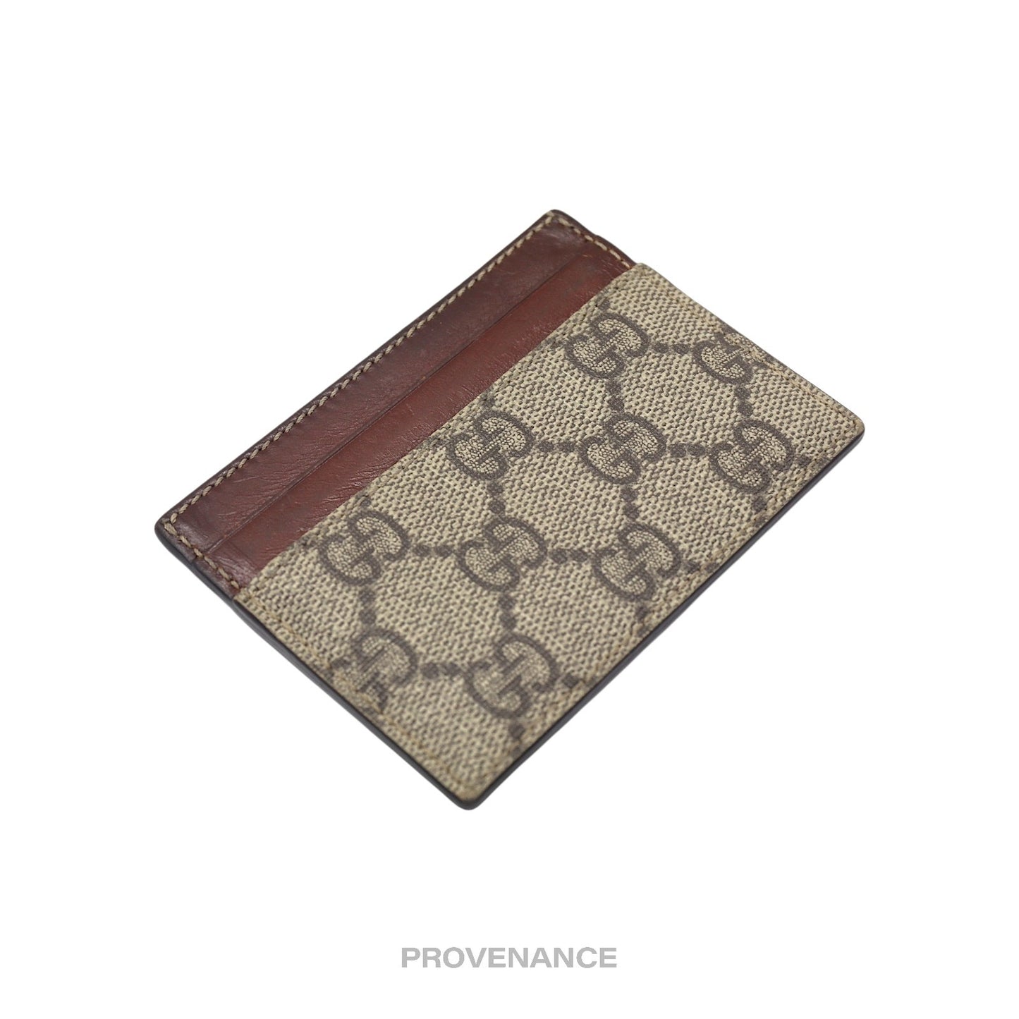 🔴 Gucci GG Supreme Card Holder Wallet - Brown