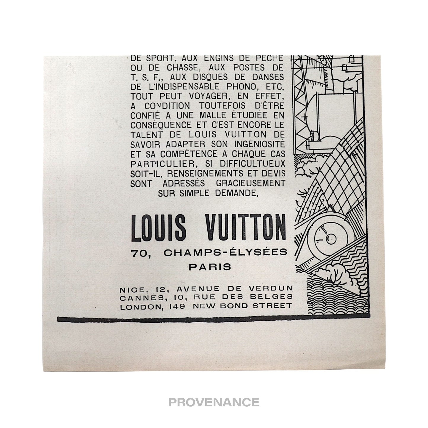 🔴 Louis Vuitton Antique Vintage Newsprint Ad - Wardrobe II