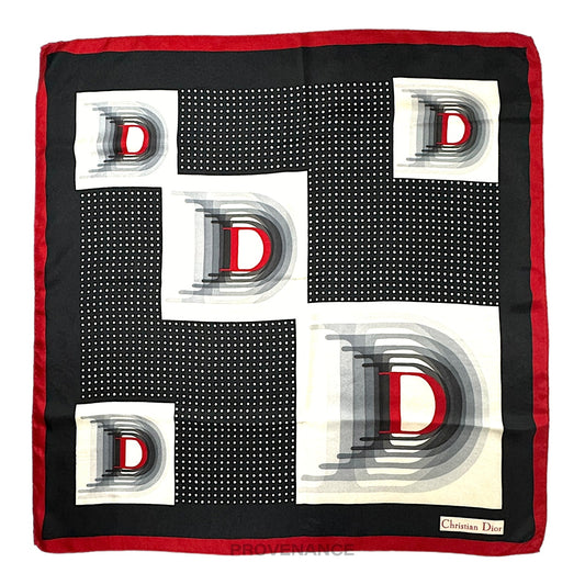 🔴 Christian Dior D Infinity Silk Scarf 75 - Red Black White