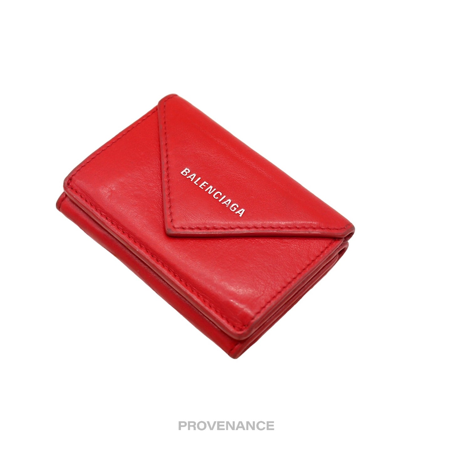 🔴 Balenciaga Papier Mini Wallet - Red Leather