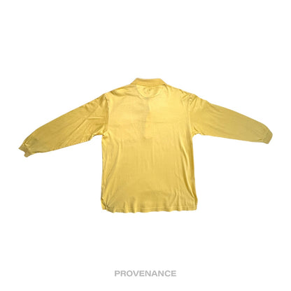 🔴 Balenciaga Logo Long Sleeve Polo Shirt - Powder Yellow M