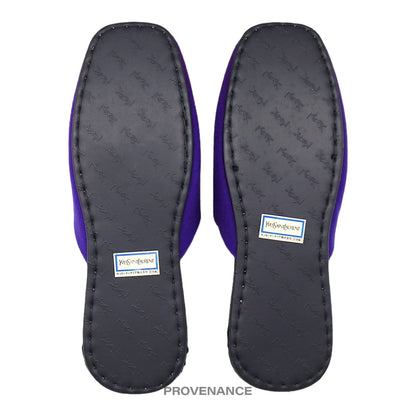 🔴 Yves Saint Laurent YSL Logo Slipper - Purple Velour