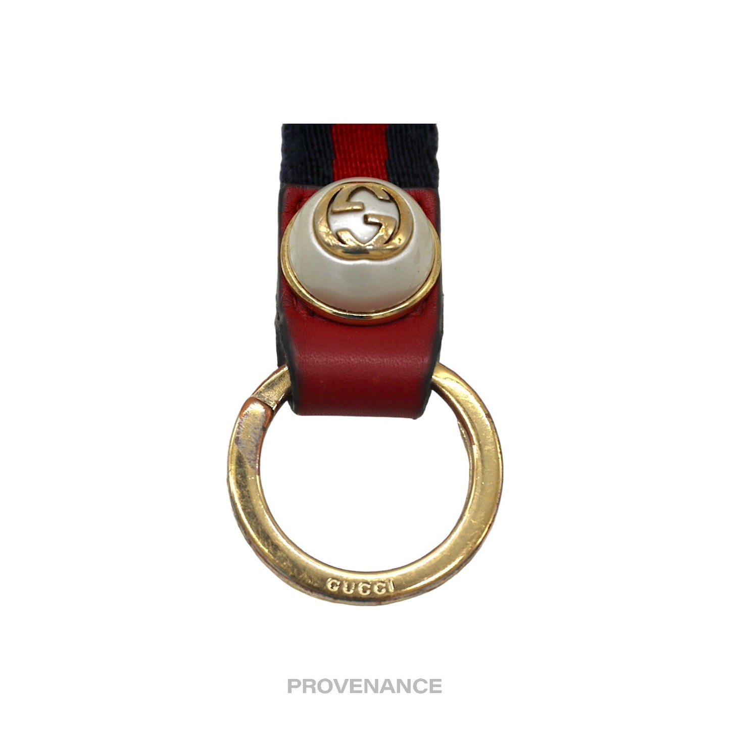 🔴 Gucci Logo GG Keychain -  Signature Web Red/Navy