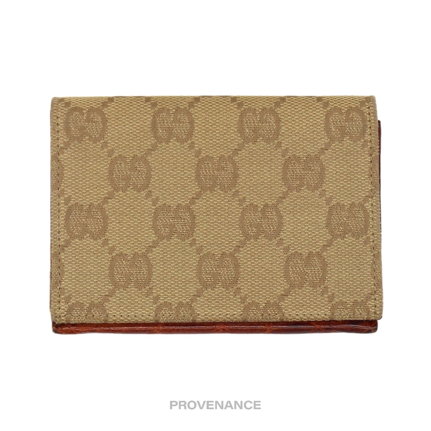 🔴 Gucci Pocket Organizer Wallet - Brown GG Canvas Crocodile