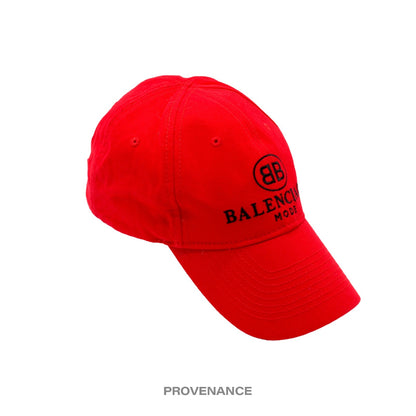 🔴 Balenciaga BB Logo Mode Embroidered Cap Hat - Red