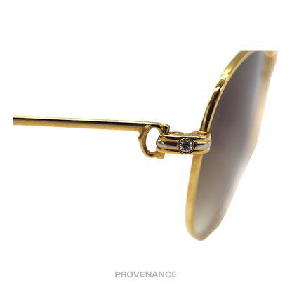 🔴 Cartier Brillant Diamond Vintage Sunglasses - Gold Brown