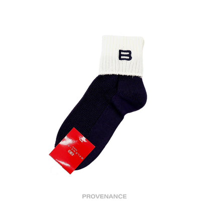 🔴 Balenciaga BB Logo Embroidered Socks - Navy White