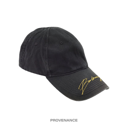 🔴 Balenciaga Embroidered Script Logo Cap - Washed Black