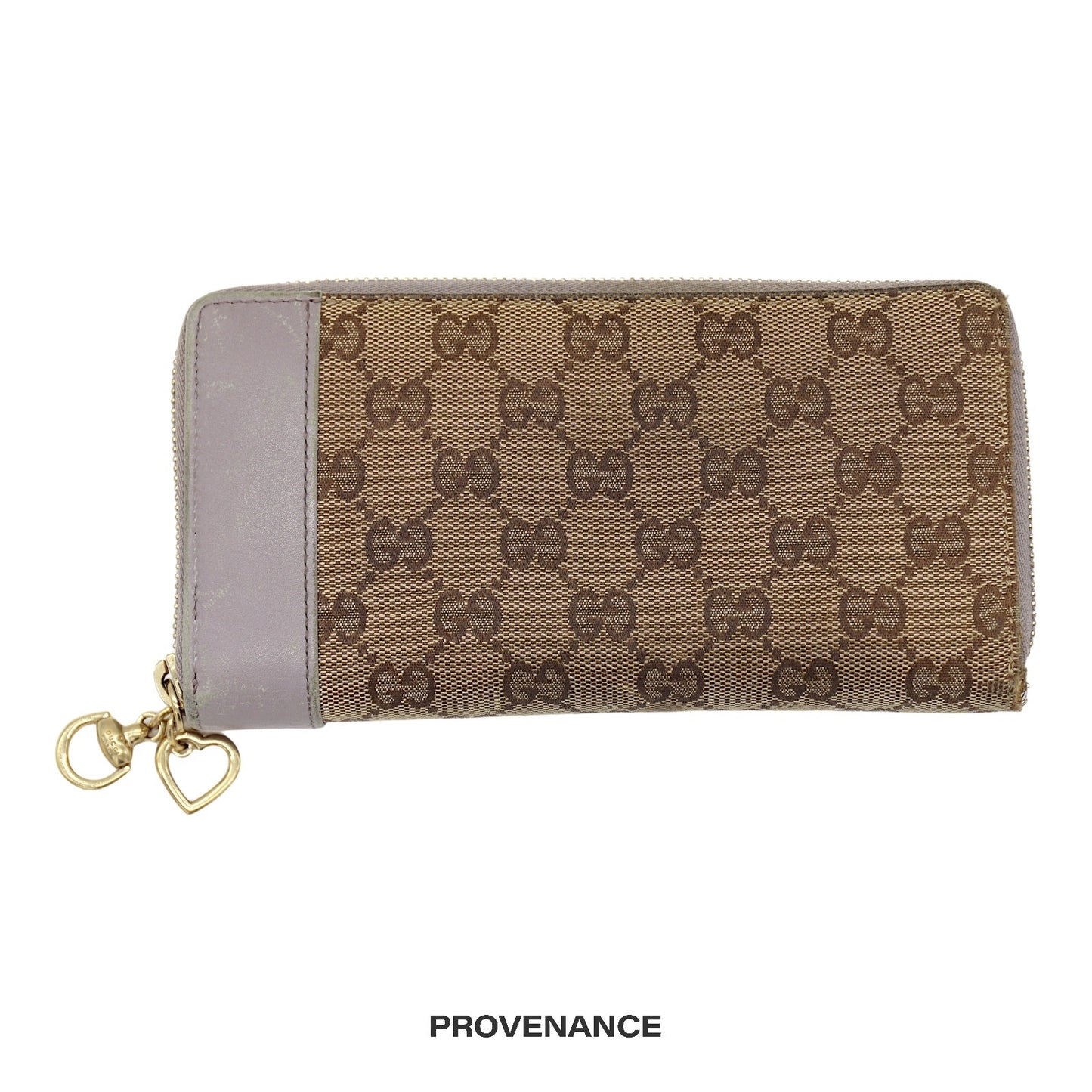 🔴 Gucci Horsebit Heart Zip Long Wallet  - GG Canvas Lavender