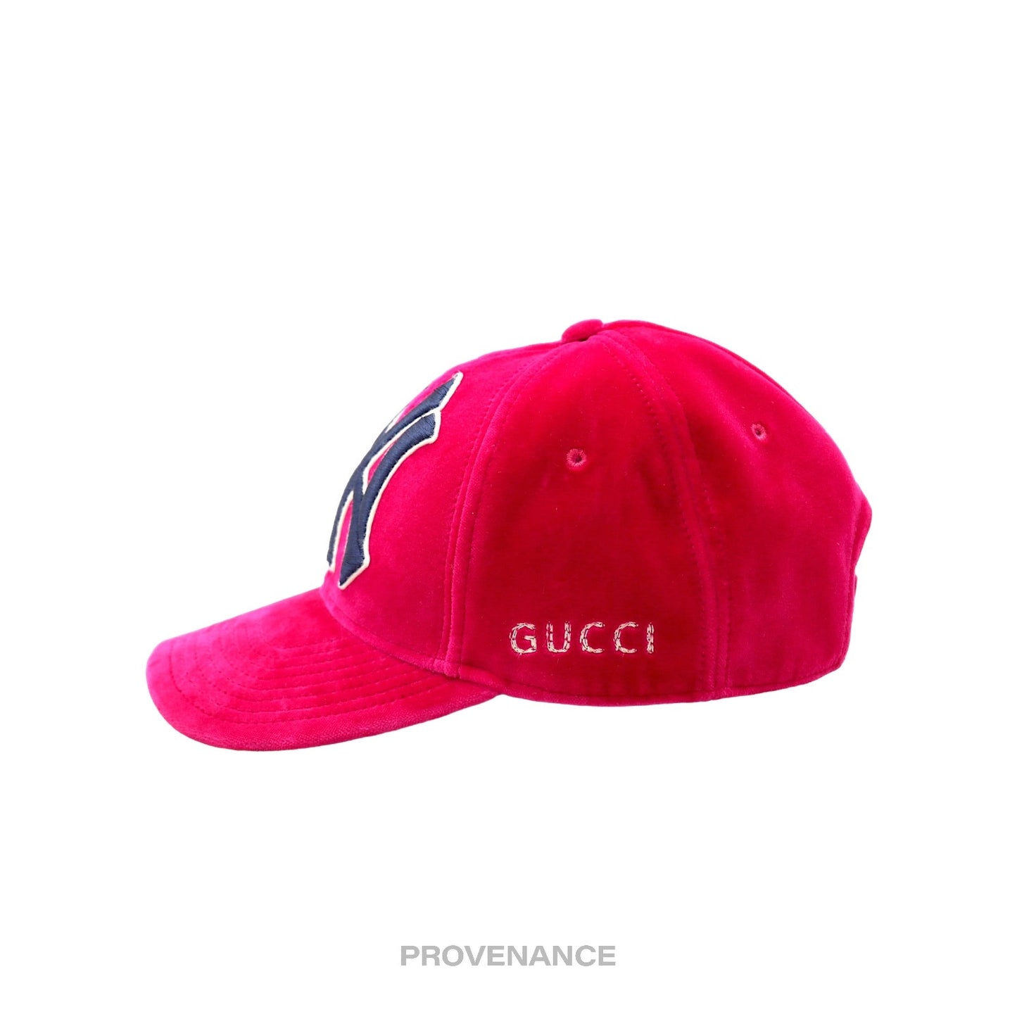 🔴 Gucci x NY Yankees Embroidered Hat Cap - Pink Velour