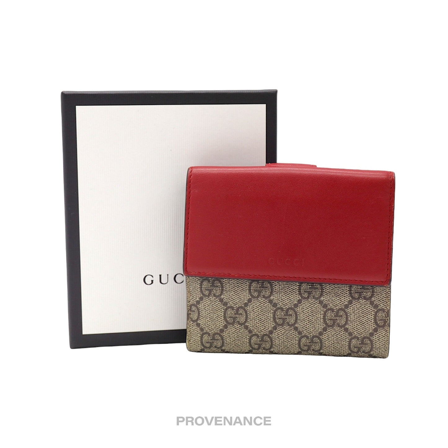 🔴 Gucci Trifold Snap Wallet - GG Supreme Red/Pink