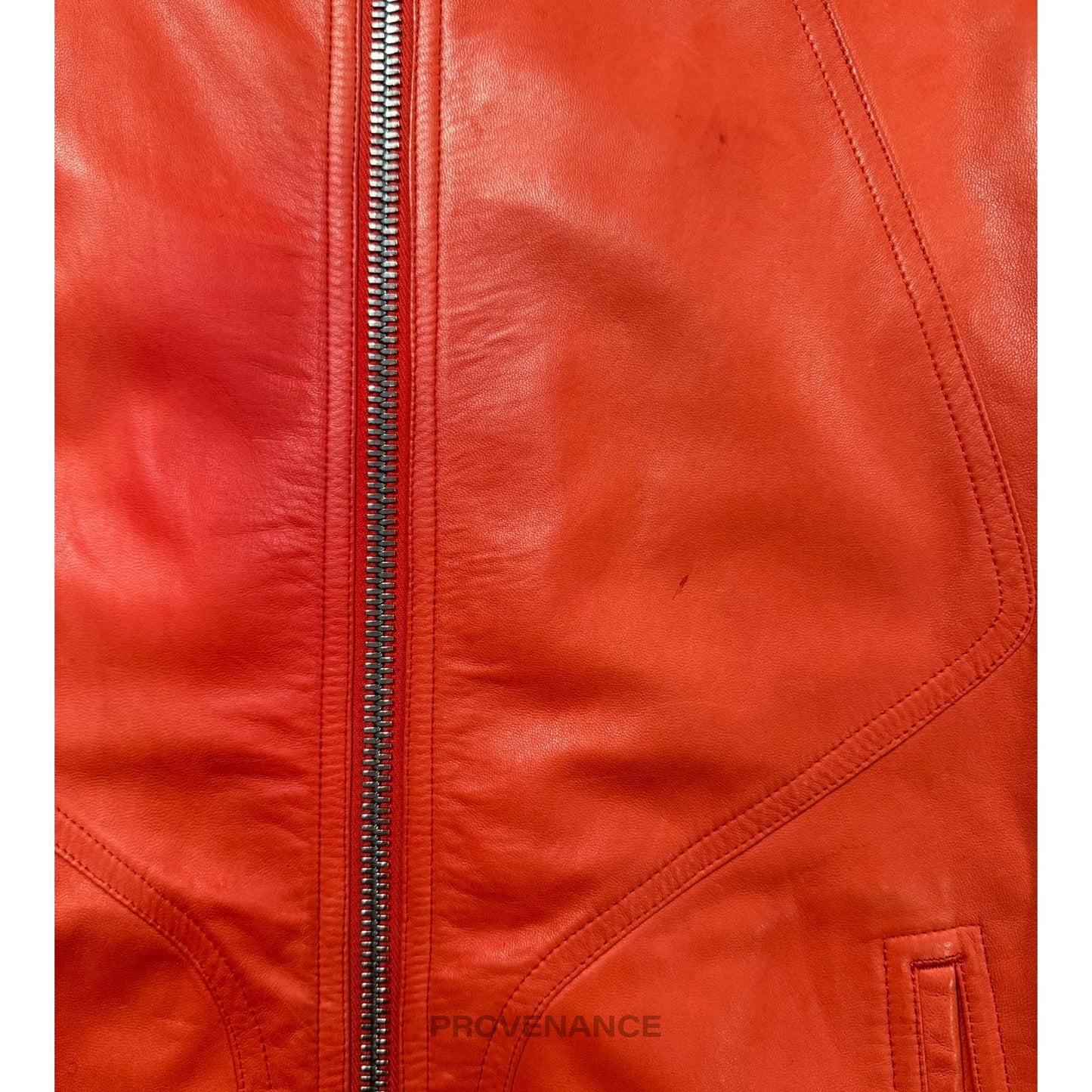 🔴 Rick Owens Walrus Intarsia Leather Jacket - 50 Red