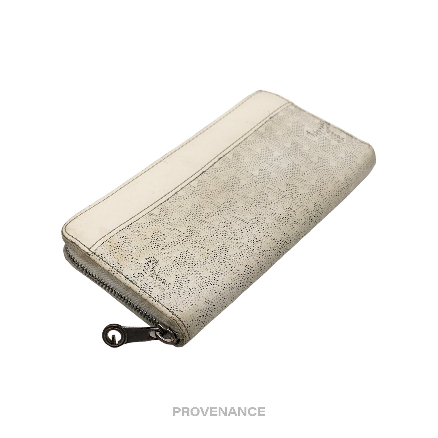 🔴 Goyard Matignon Zipped Wallet - White Goyardine