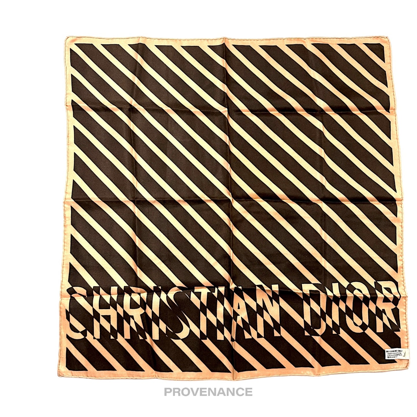 🔴 Christian Dior Logo Moiré Scarf 50 - Black/Blush Striped