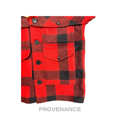 🔴 Filson Mackinaw Wool Packer Coat Red Black Plaid 38 S
