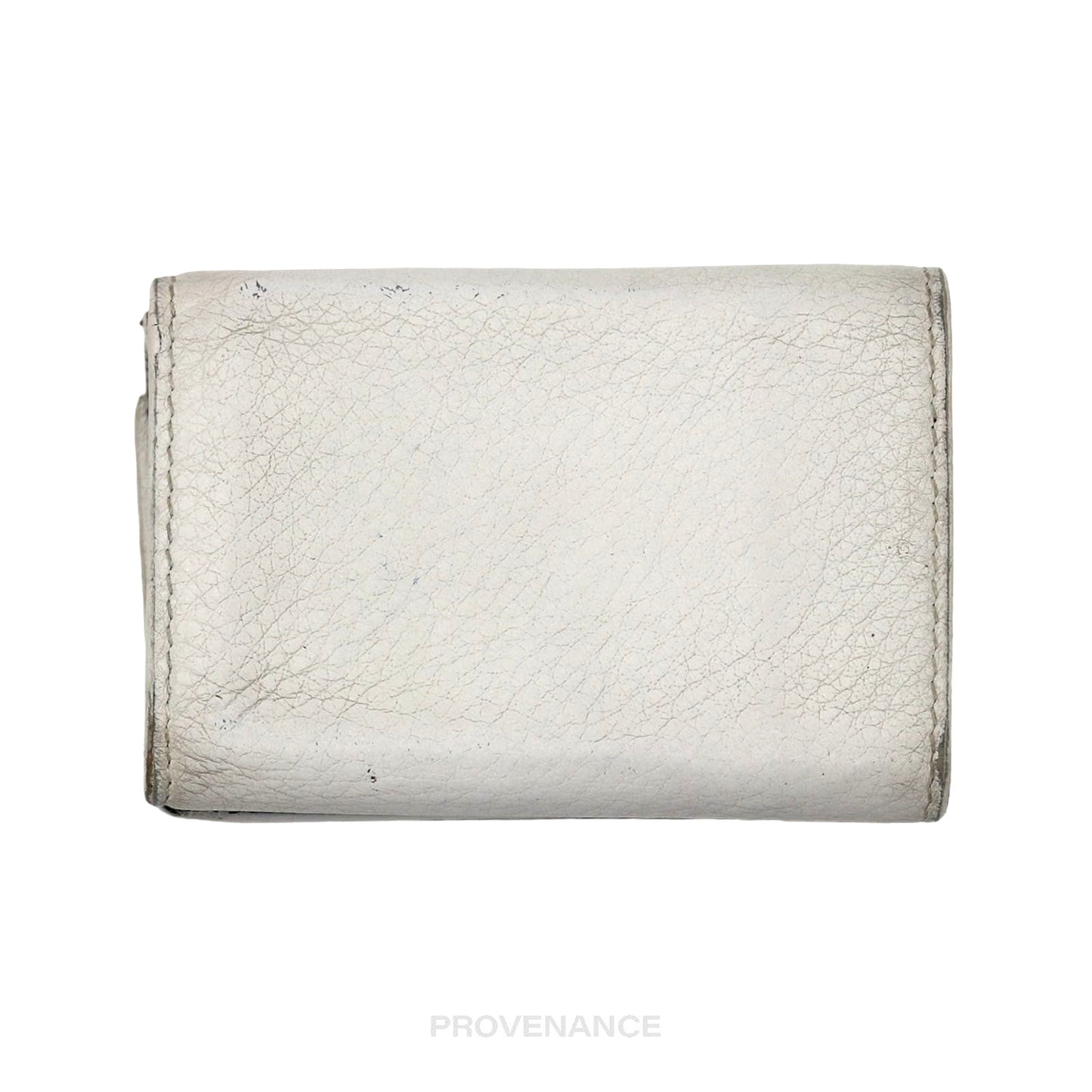 🔴 Balenciaga Logo Trifold Wallet - White Leather