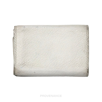 🔴 Balenciaga Logo Trifold Wallet - White Leather