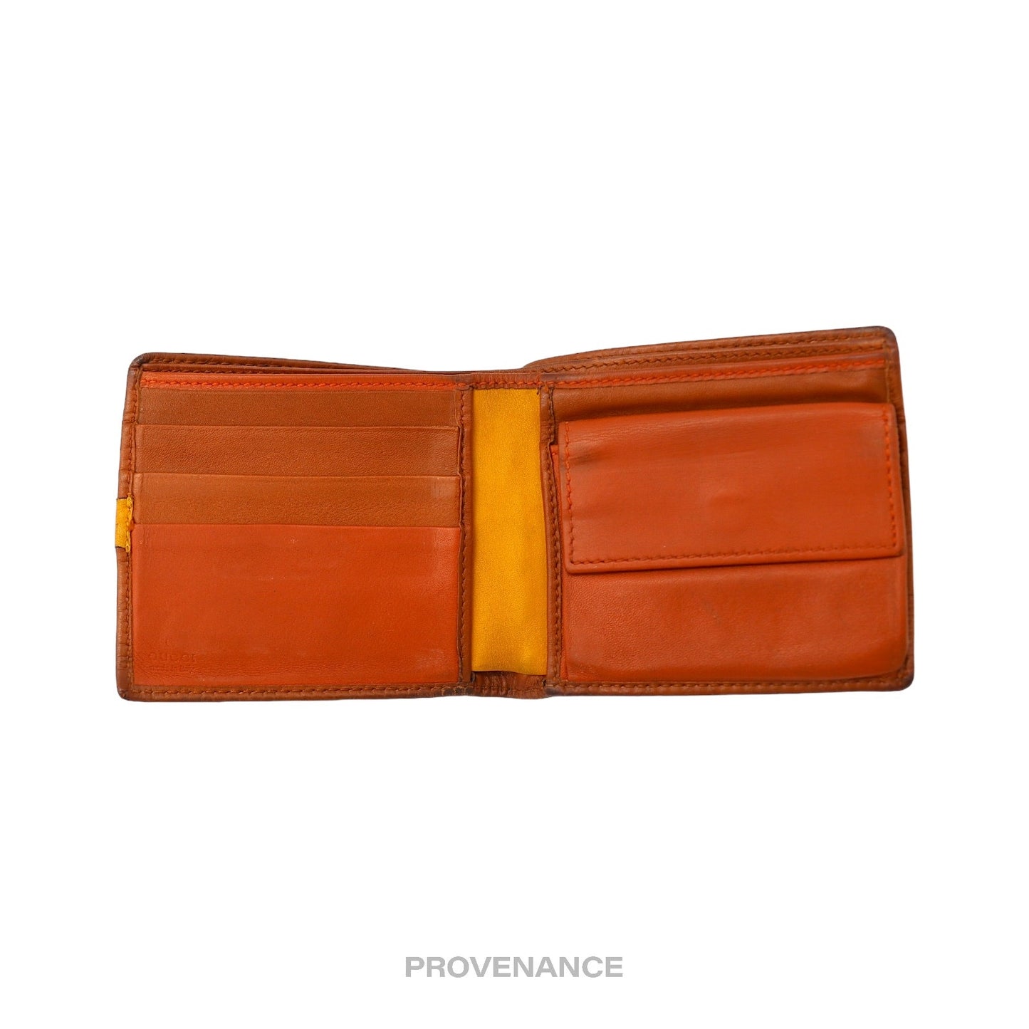 🔴 Gucci Bifold Wallet - Orange GG MicroGuccissima Patchwork