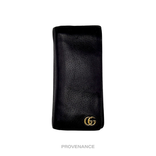 🔴 Gucci GG Marmont Long Wallet - Black Leather